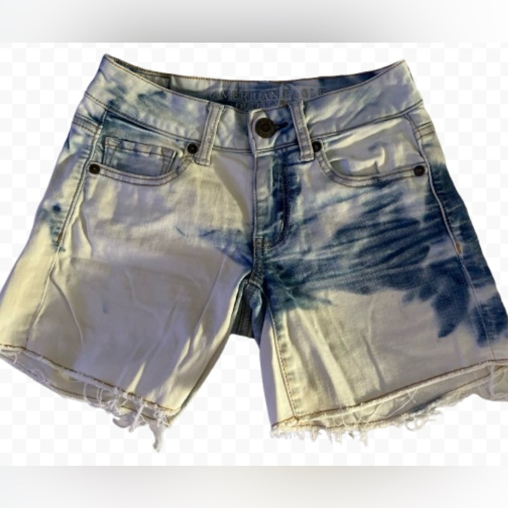 American Eagle Sz 00 Super Super Stretch Teens MIDI Shorts Raw Hem